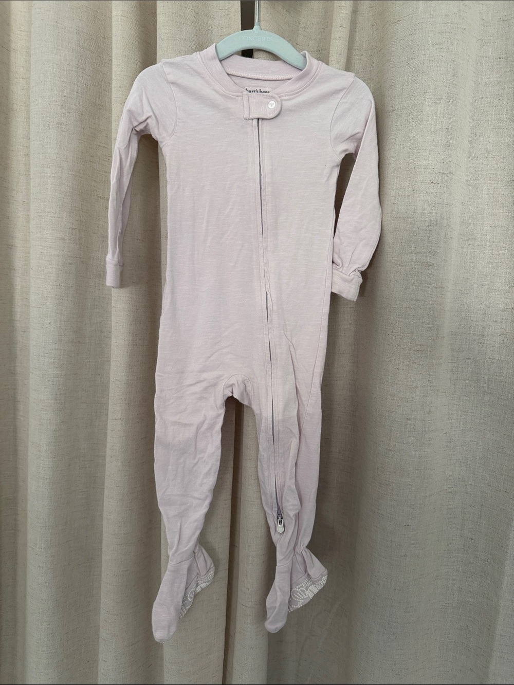 Burt's Bees Baby Honeysoft Lilac Zip Front Footie Organic Cotton Lyocell 12M